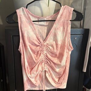 Olivia Rae Pink Tie-Front Ruched Tank Top